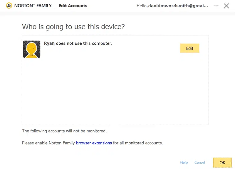 Norton Family device setup