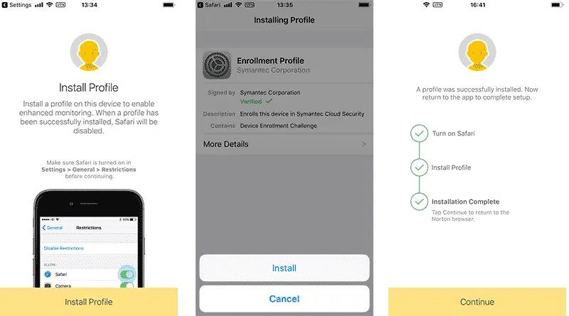 VPN installation with Norton Family