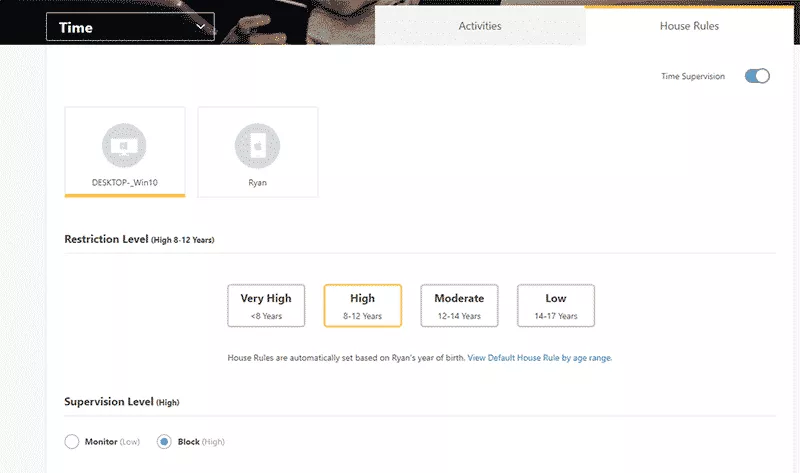 Setting up time limits on Norton Family