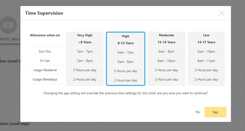 Norton Family time limits on age